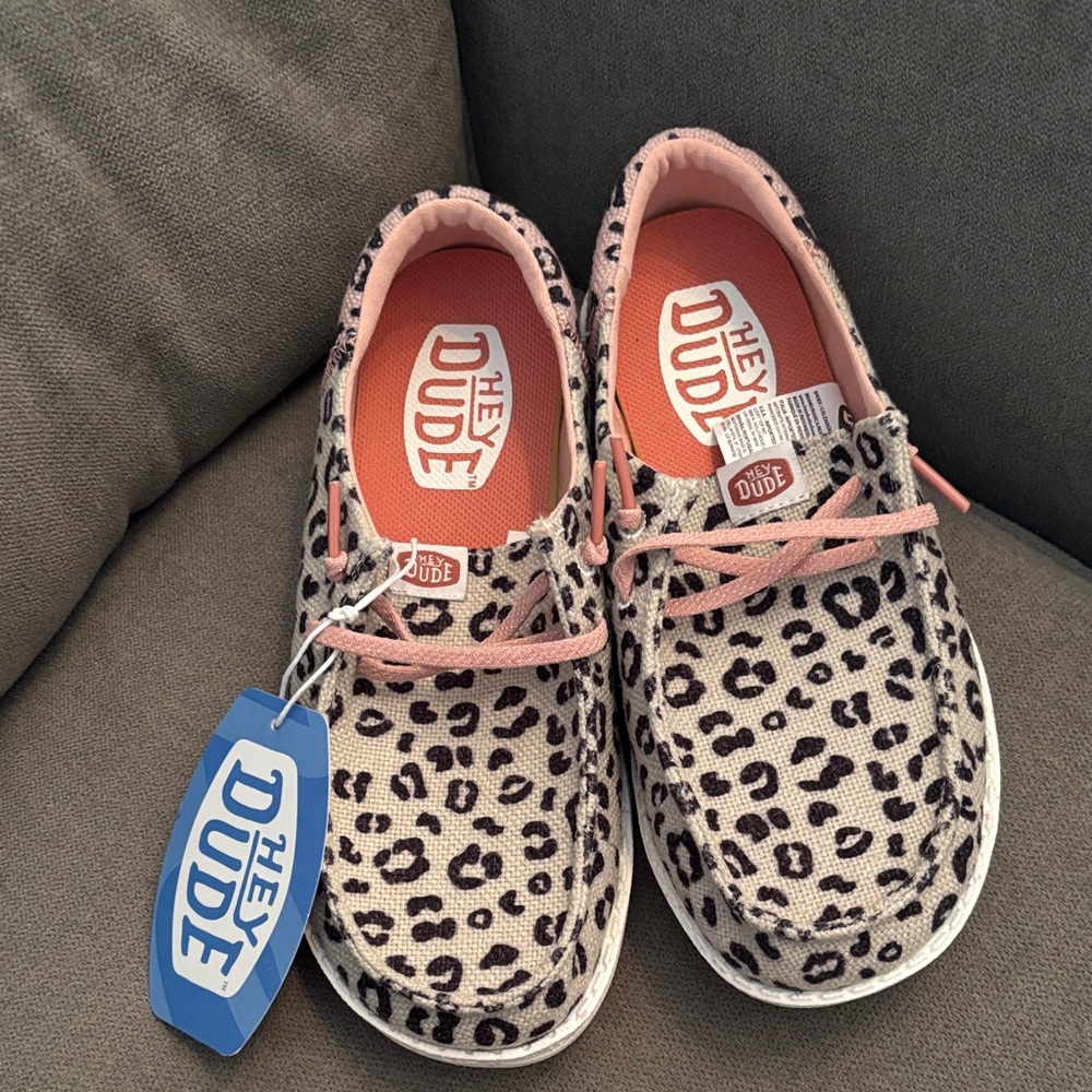Hey Dude Kids Leopard Sneakers - Pink and Black.  NWT
